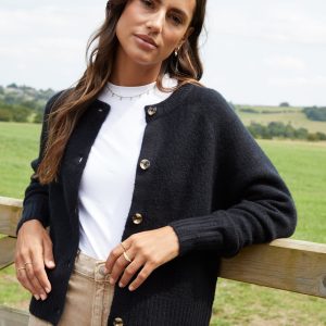 Women's Black Button Up Knitted Cardigan